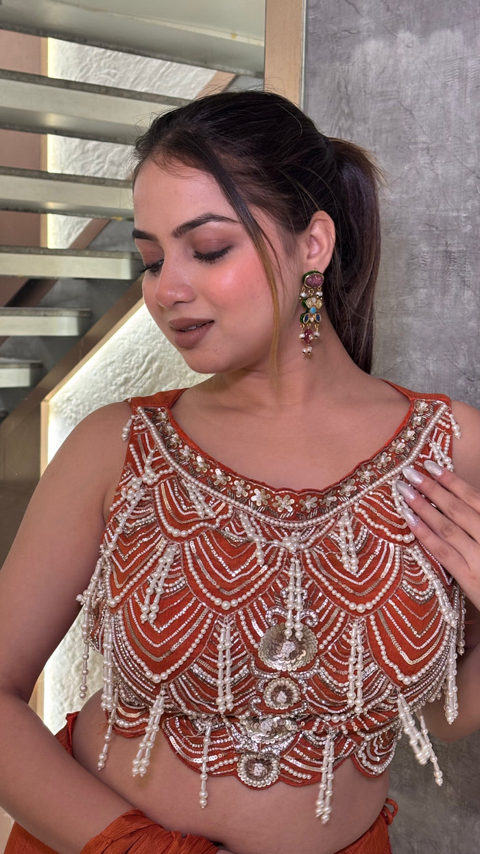 Elegance Edit: Chinon Saree with Handwork Blouse
