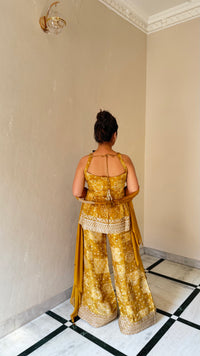 Bandini Print Indowestern Set with Handwork Neckline