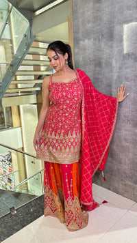 Zari Elegance: Georgette Suit Set with Intricate Detailing