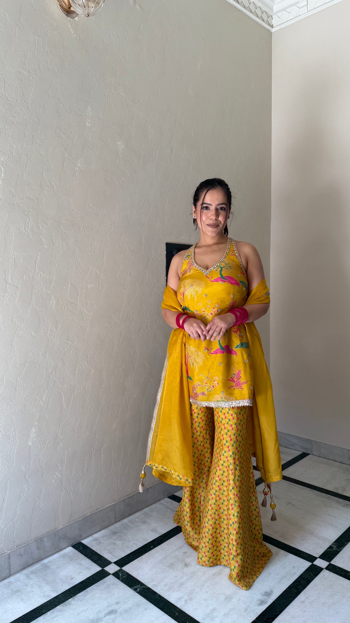 Printed Satin Silk Suit Set