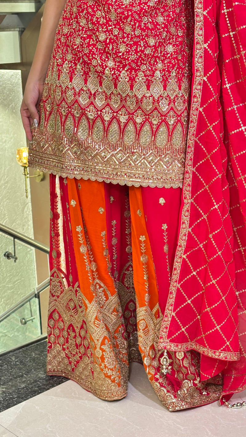Zari Elegance: Georgette Suit Set with Intricate Detailing