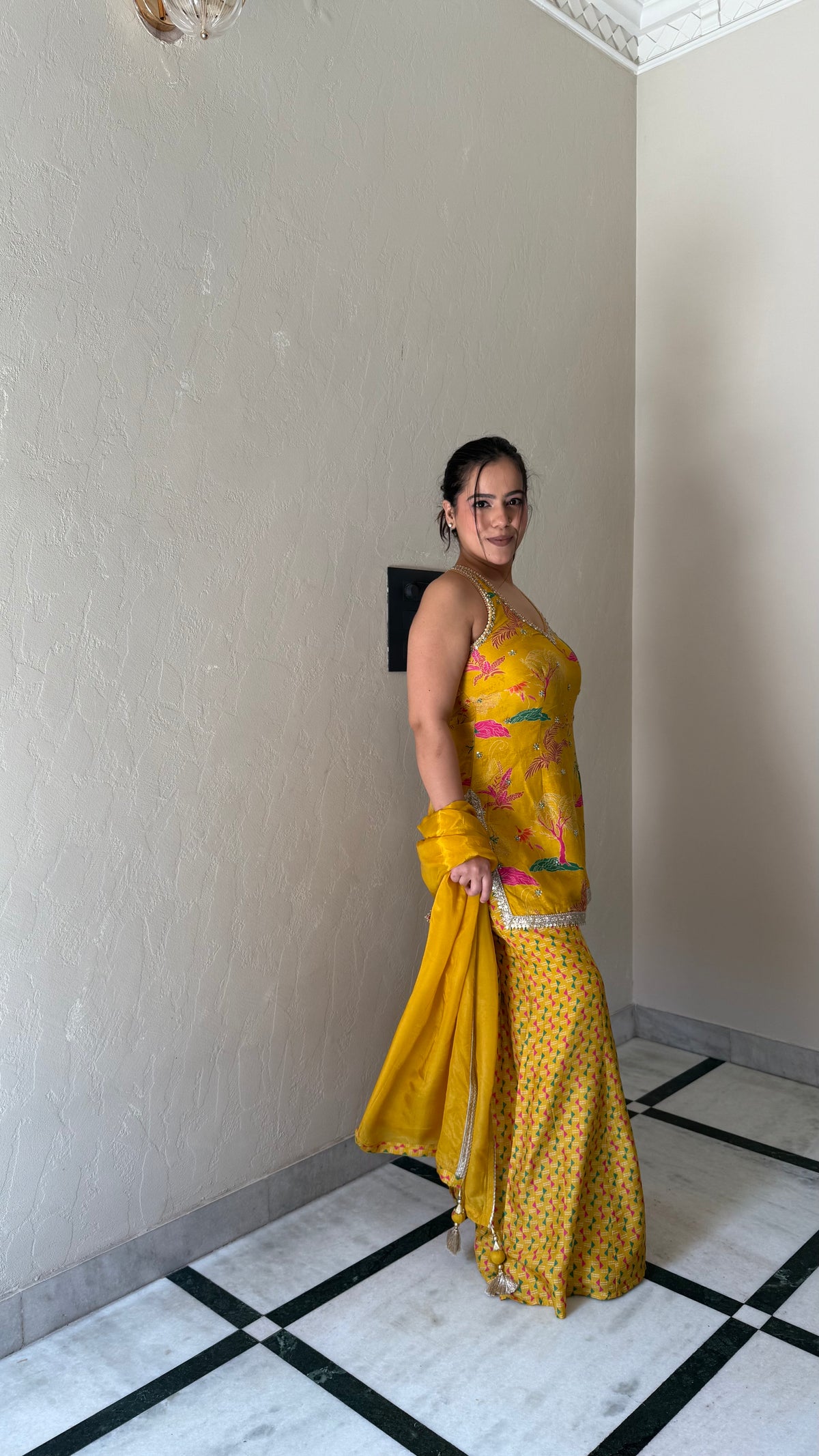 Printed Satin Silk Suit Set