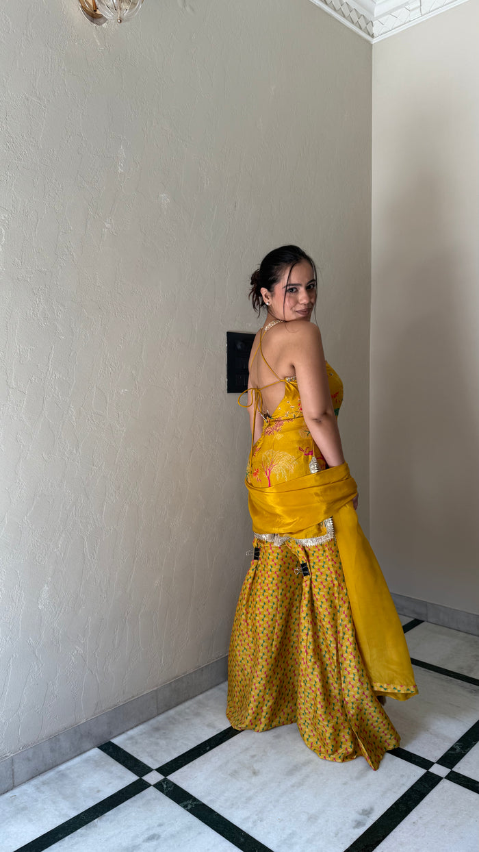 Printed Satin Silk Suit Set