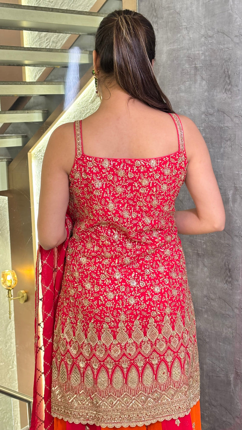 Zari Elegance: Georgette Suit Set with Intricate Detailing