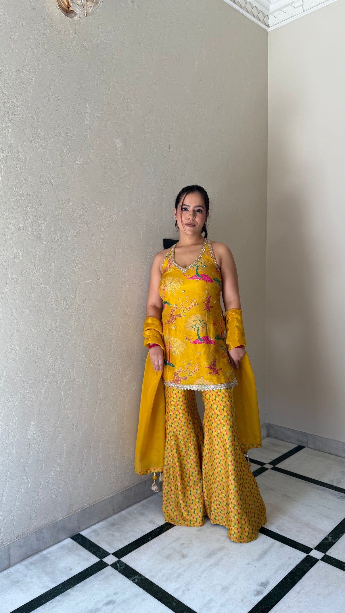 Printed Satin Silk Suit Set