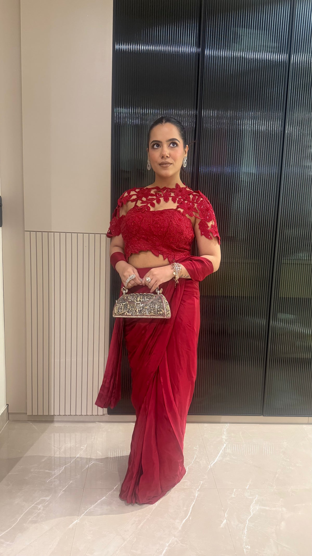 Drape Collection Crepe Saree with Handwork Blouse