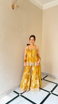 Bandini Print Indowestern Set with Handwork Neckline