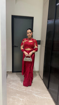 Drape Collection Crepe Saree with Handwork Blouse