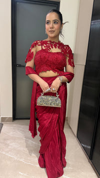 Drape Collection Crepe Saree with Handwork Blouse
