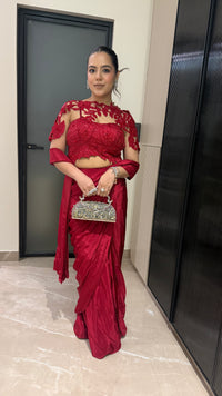 Drape Collection Crepe Saree with Handwork Blouse