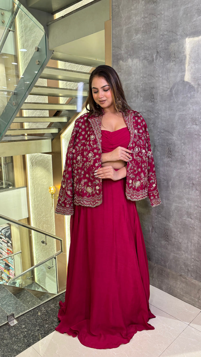 Handwork Jacket Lehenga Set