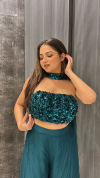 Organza Indo-Western Set with Hand Sequin Blouse
