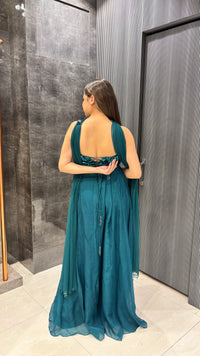 Organza Indo-Western Set with Hand Sequin Blouse