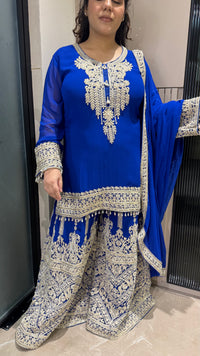 Pink & Blue Suit with Beads Handwork – Designer Collection