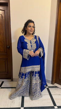 Pink & Blue Suit with Beads Handwork – Designer Collection