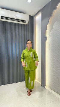 Linen Co-ord Set with Dori Work