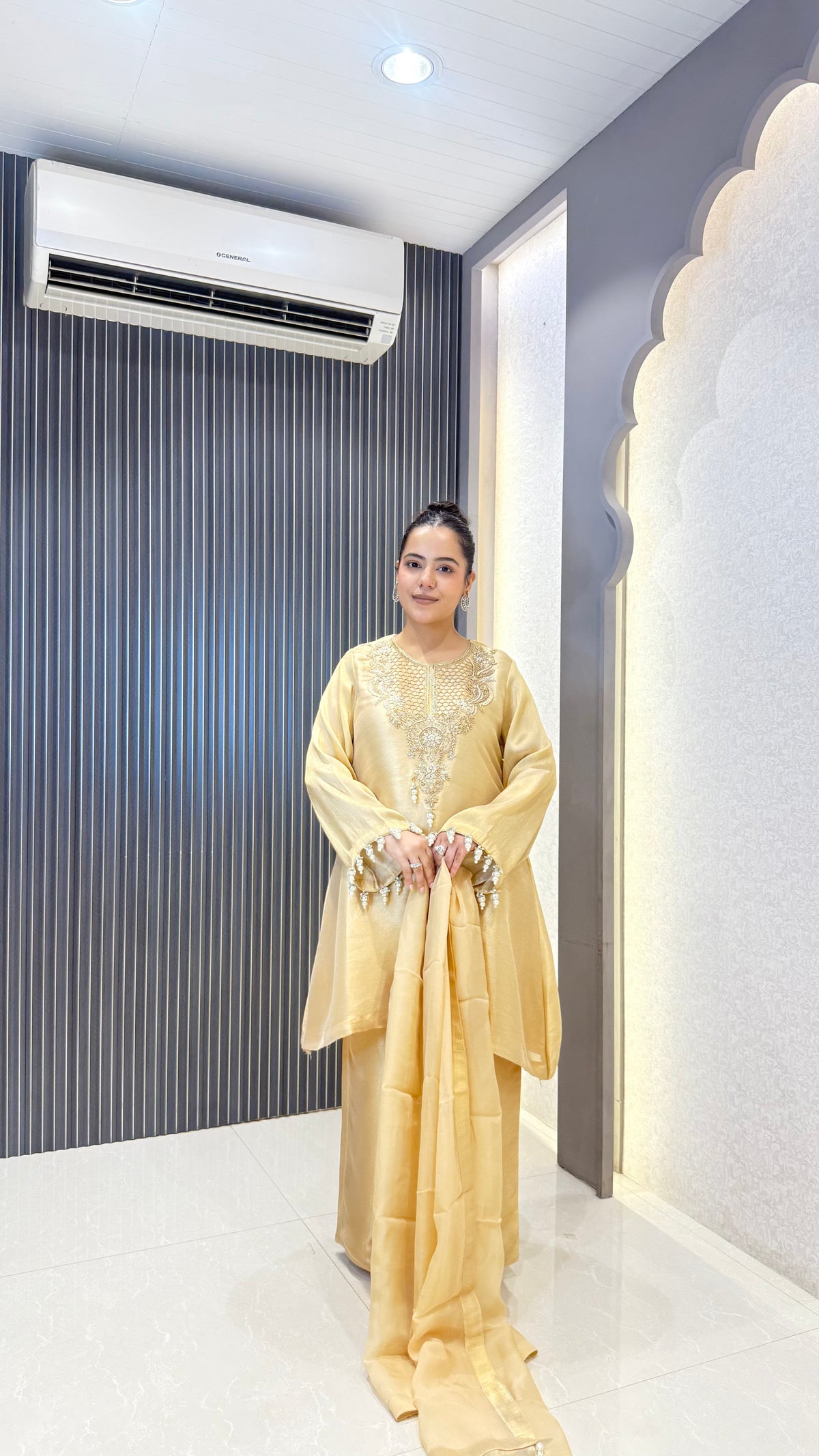 Shimmer Suit Set with Dabka & Pearl Work | Premium Festive Wear