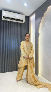 Shimmer Suit Set with Dabka & Pearl Work | Premium Festive Wear