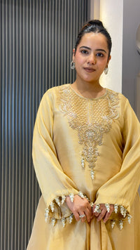 Shimmer Suit Set with Dabka & Pearl Work | Premium Festive Wear