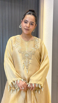Shimmer Suit Set with Dabka & Pearl Work | Premium Festive Wear