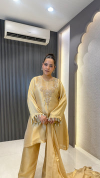 Shimmer Suit Set with Dabka & Pearl Work | Premium Festive Wear