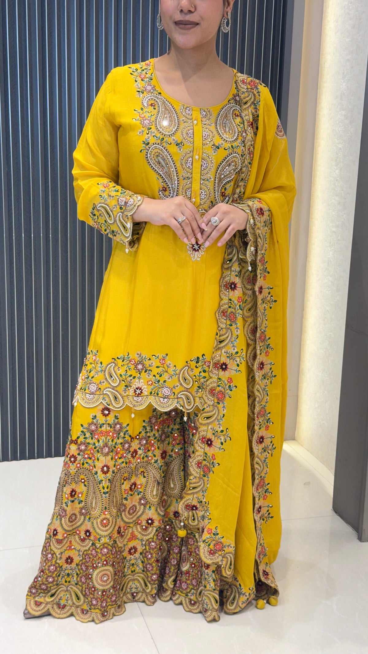 Kashmiri Thread Embroidery Suit Set | Chinon Fabric | Premium Ethnic Wear