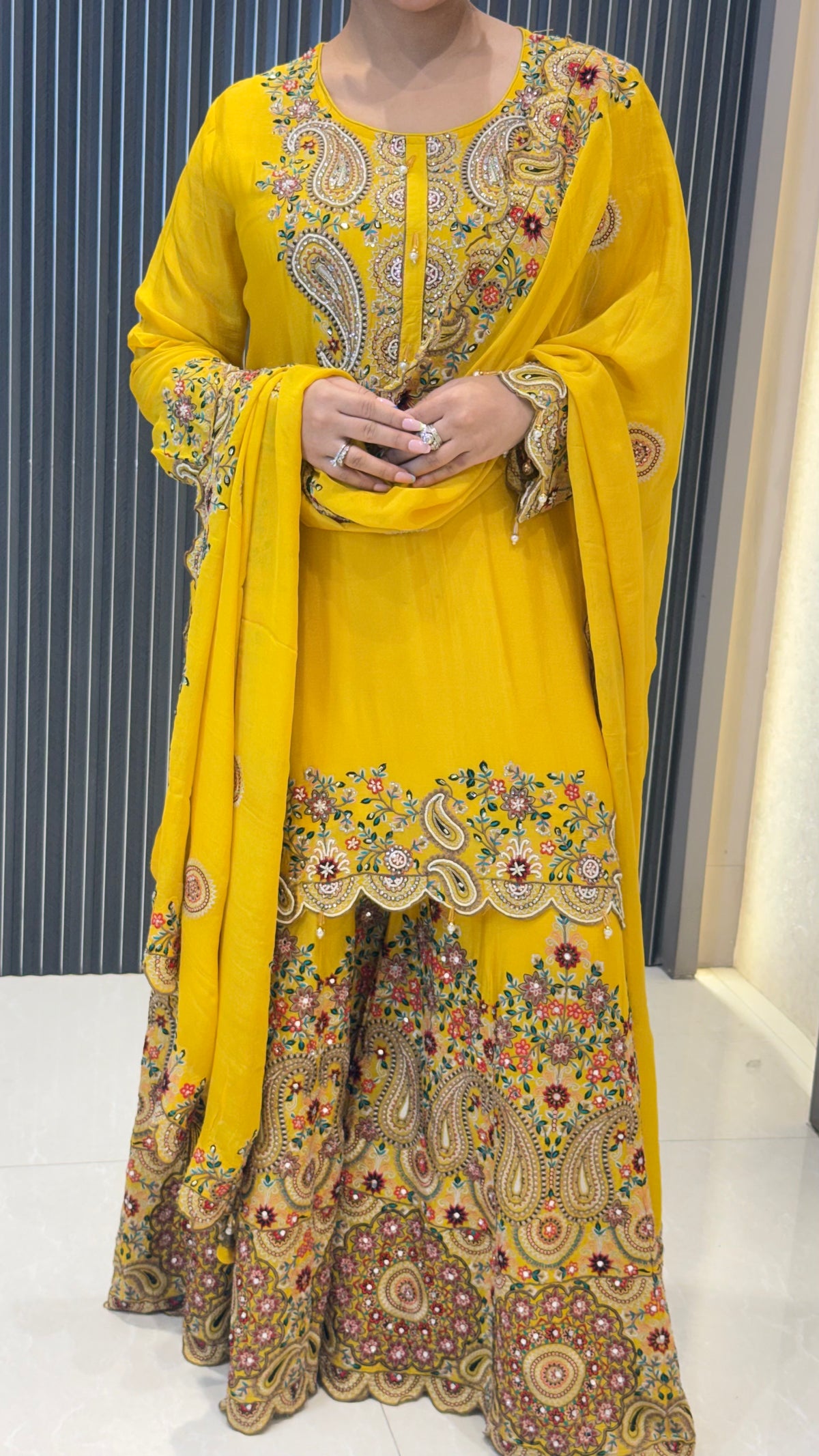 Kashmiri Thread Embroidery Suit Set | Chinon Fabric | Premium Ethnic Wear