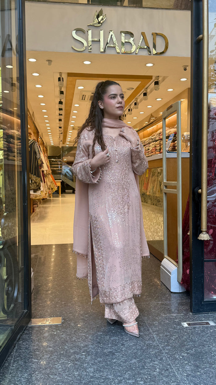 Women's Premium Pakistani Suit | Georgette fabric | Sequin Shirt with Beads work