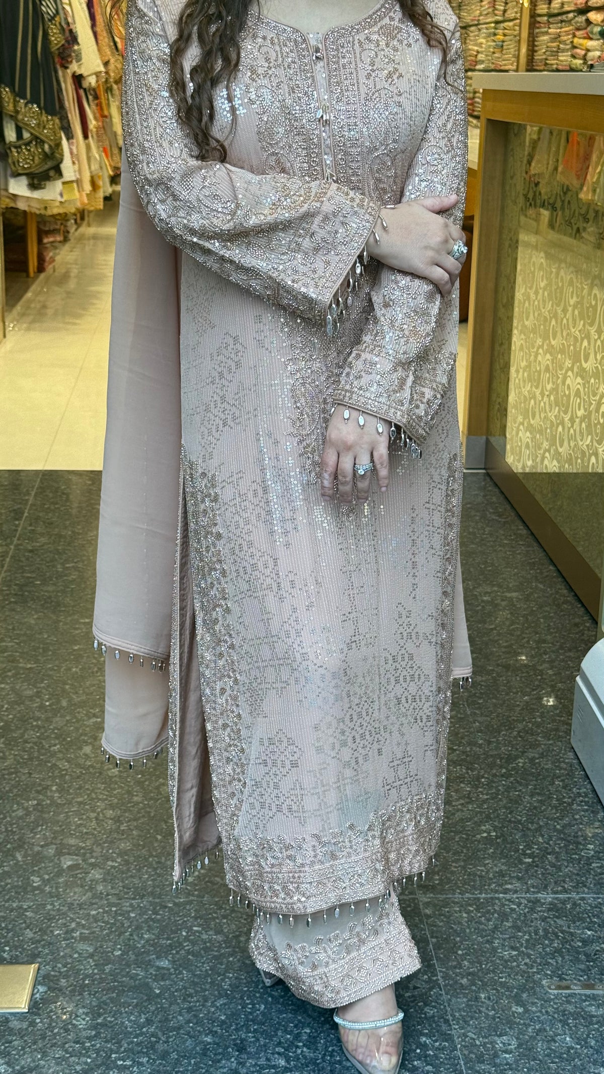 Women's Premium Pakistani Suit | Georgette fabric | Sequin Shirt with Beads work