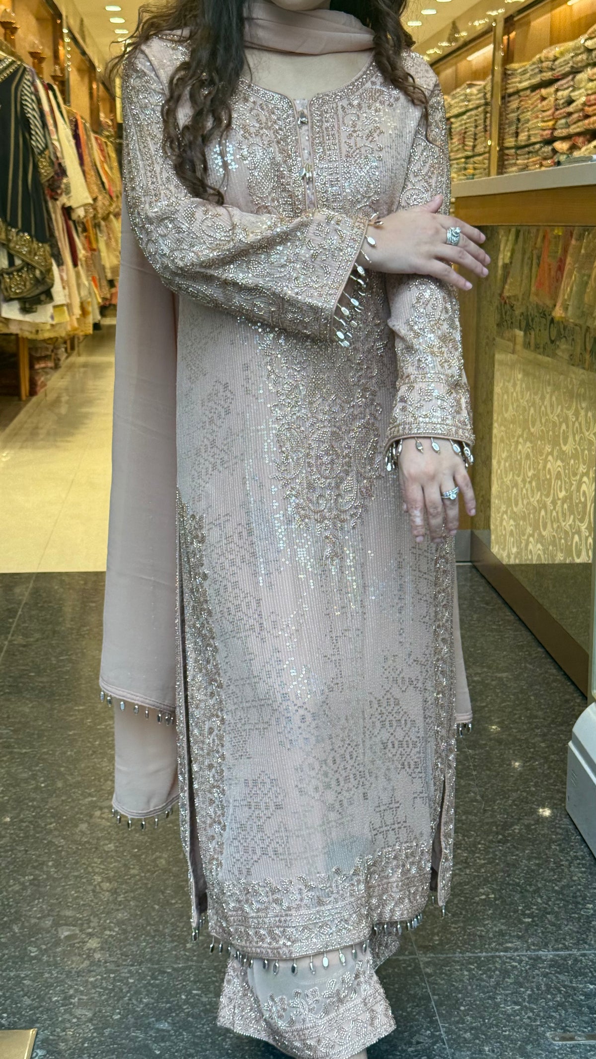 Women's Premium Pakistani Suit | Georgette fabric | Sequin Shirt with Beads work