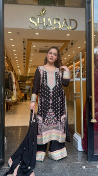 Long Pakistani Thread Embroidered Suit Set | Sizes Up to 46