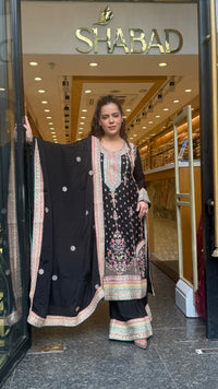 Long Pakistani Thread Embroidered Suit Set | Sizes Up to 46