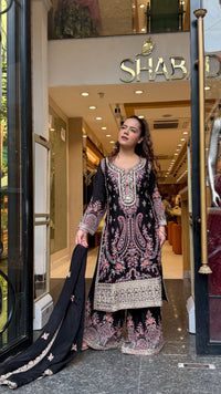 Long Pakistani Thread Embroidered Suit Set | Sizes Up to 46