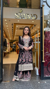 Long Pakistani Thread Embroidered Suit Set | Sizes Up to 46