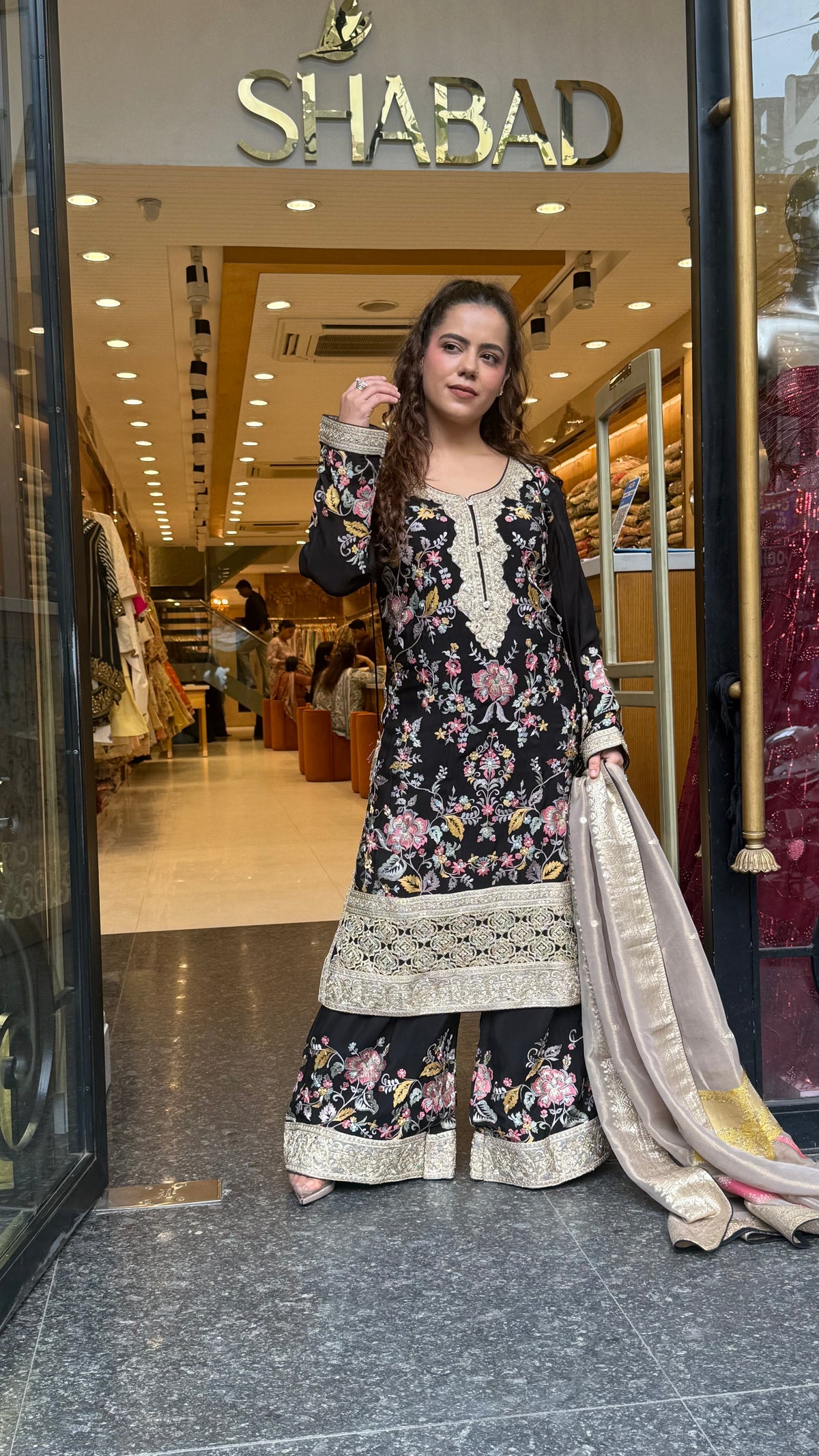 Long Pakistani Thread Embroidered Suit Set | Sizes Up to 46