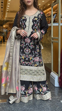Long Pakistani Thread Embroidered Suit Set | Sizes Up to 46