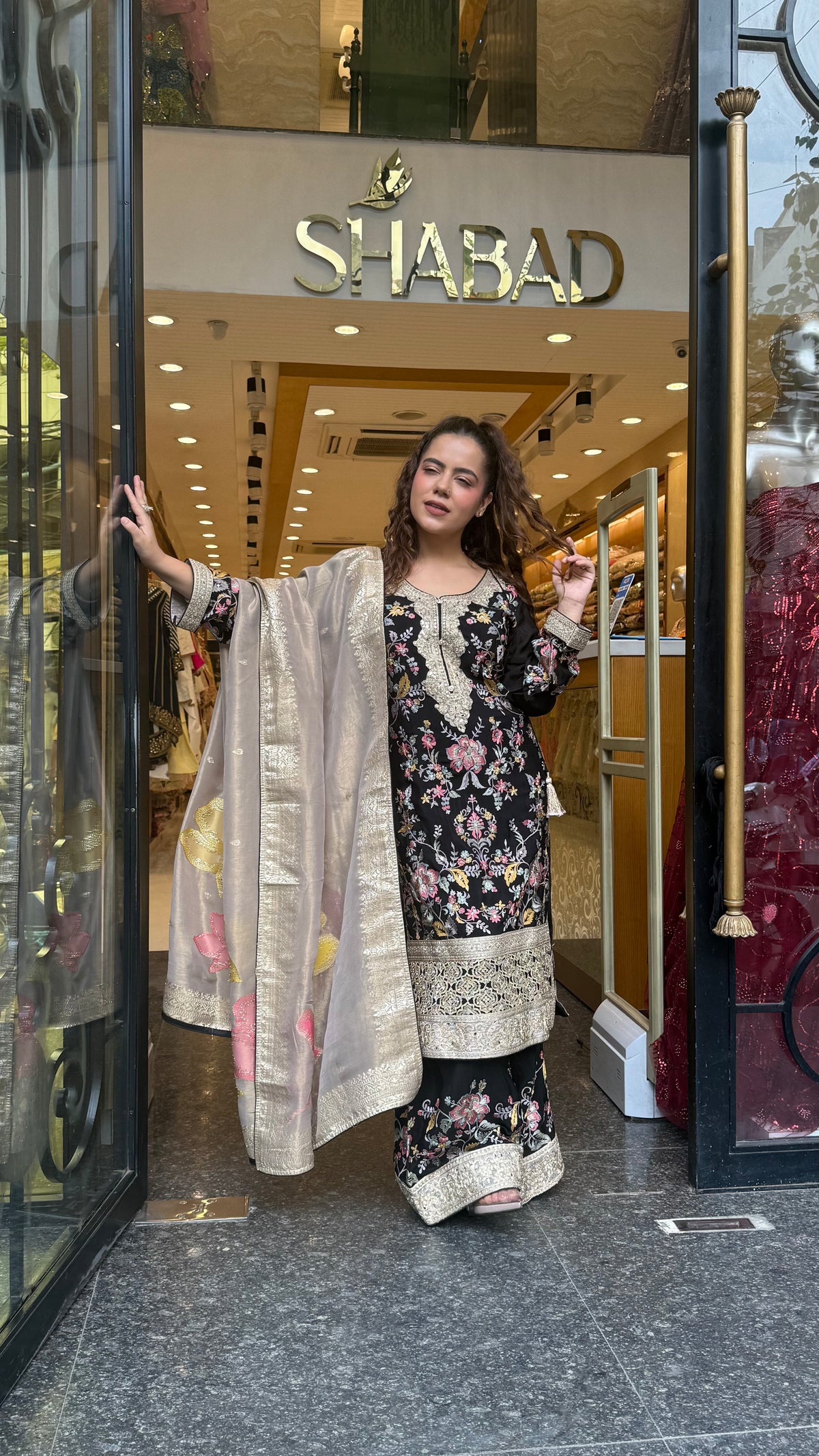 Long Pakistani Thread Embroidered Suit Set | Sizes Up to 46