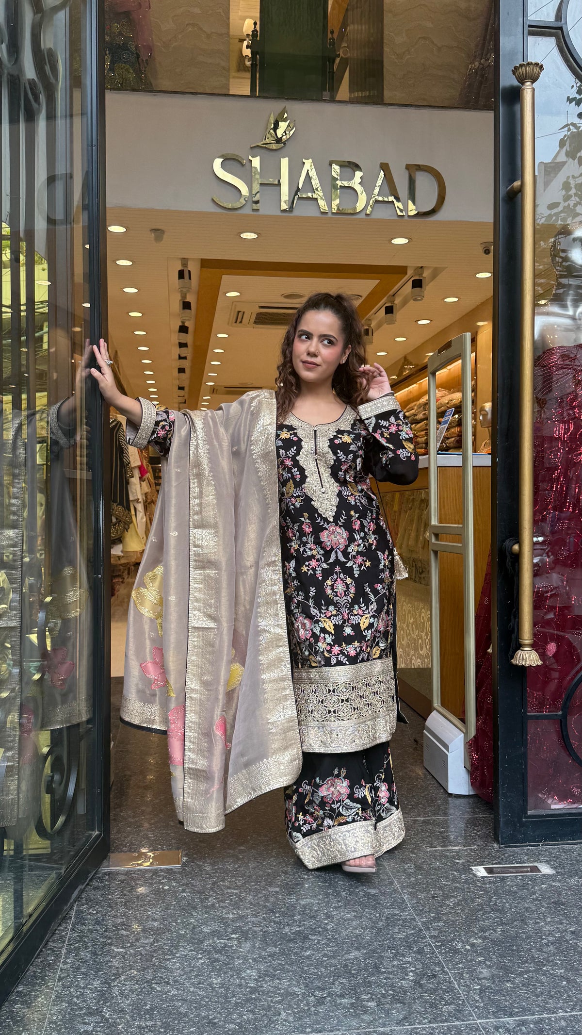 Long Pakistani Thread Embroidered Suit Set | Sizes Up to 46