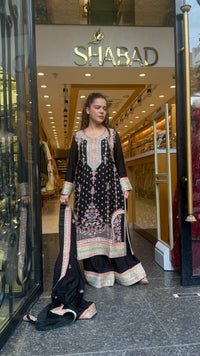 Long Pakistani Thread Embroidered Suit Set | Sizes Up to 46