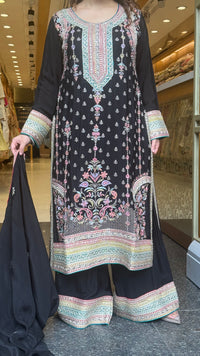 Long Pakistani Thread Embroidered Suit Set | Sizes Up to 46
