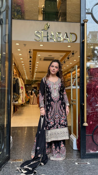 Long Pakistani Thread Embroidered Suit Set | Sizes Up to 46