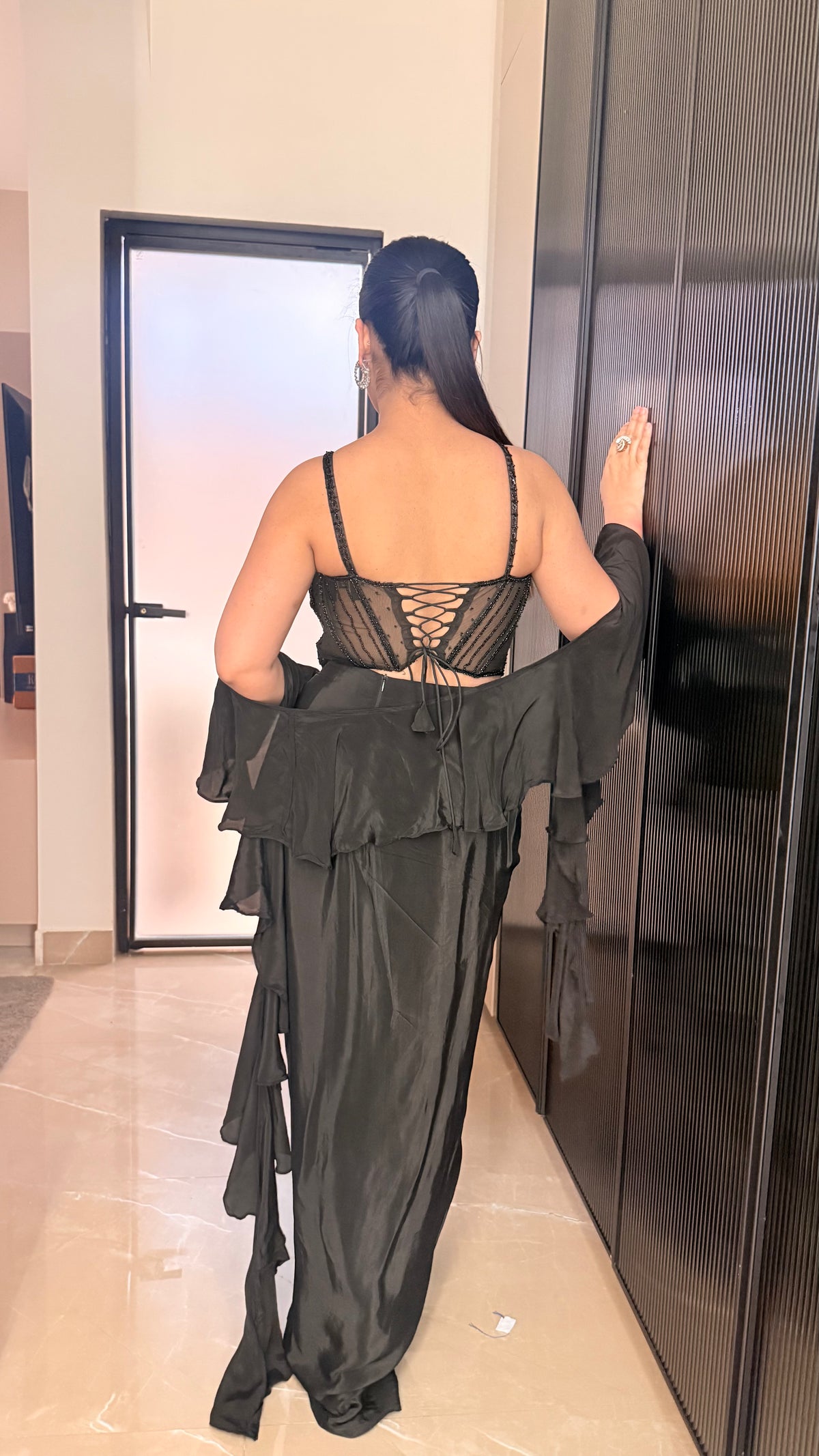 Handwork Corset Blouse with Crepe Skirt – Drape Collection