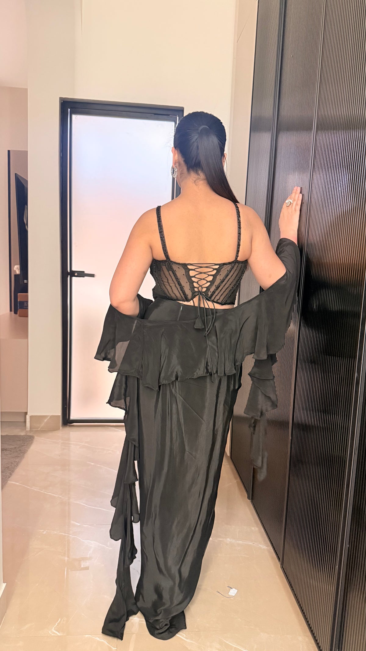 Handwork Corset Blouse with Crepe Skirt – Drape Collection
