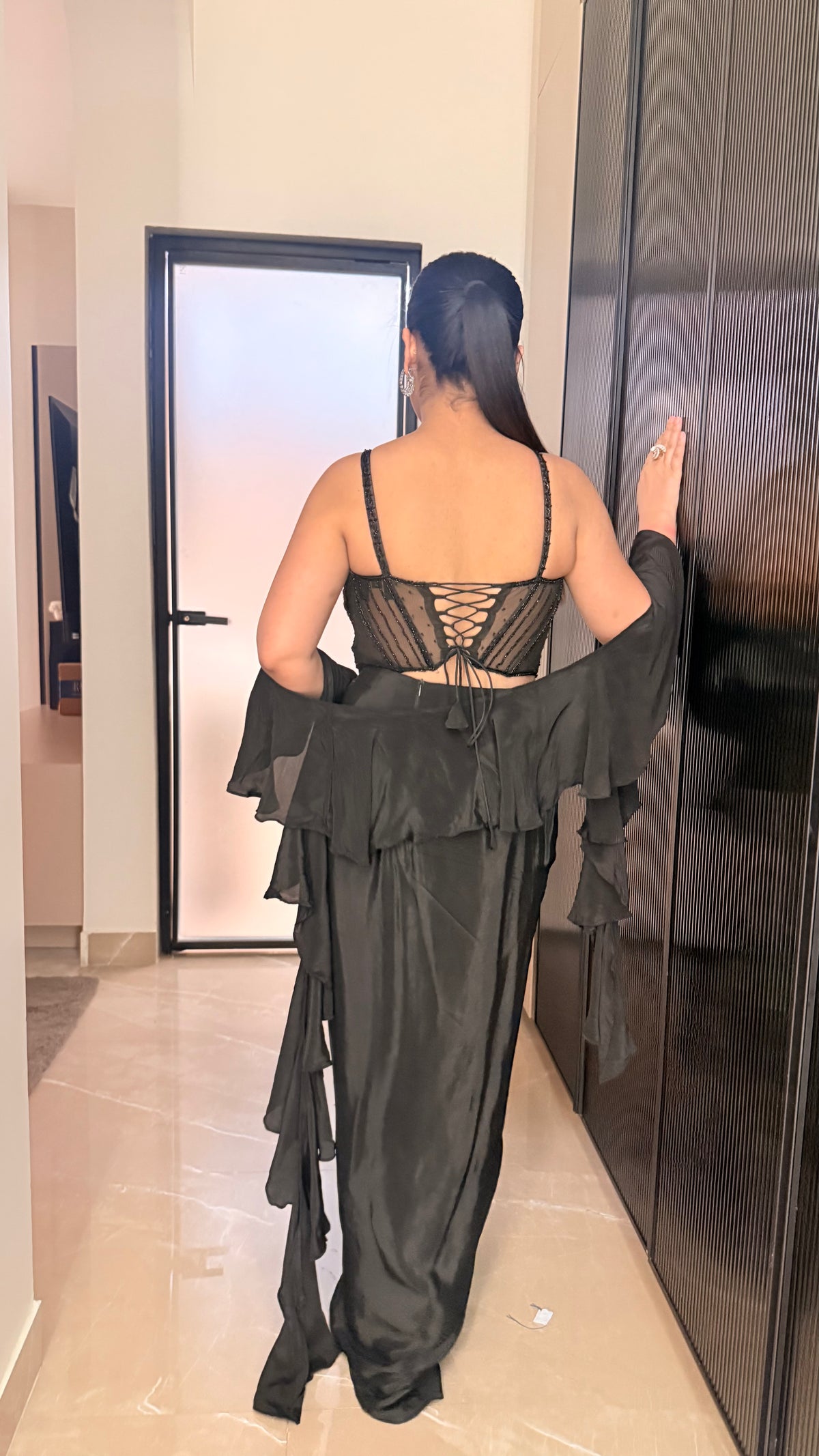 Handwork Corset Blouse with Crepe Skirt – Drape Collection