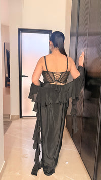 Handwork Corset Blouse with Crepe Skirt – Drape Collection