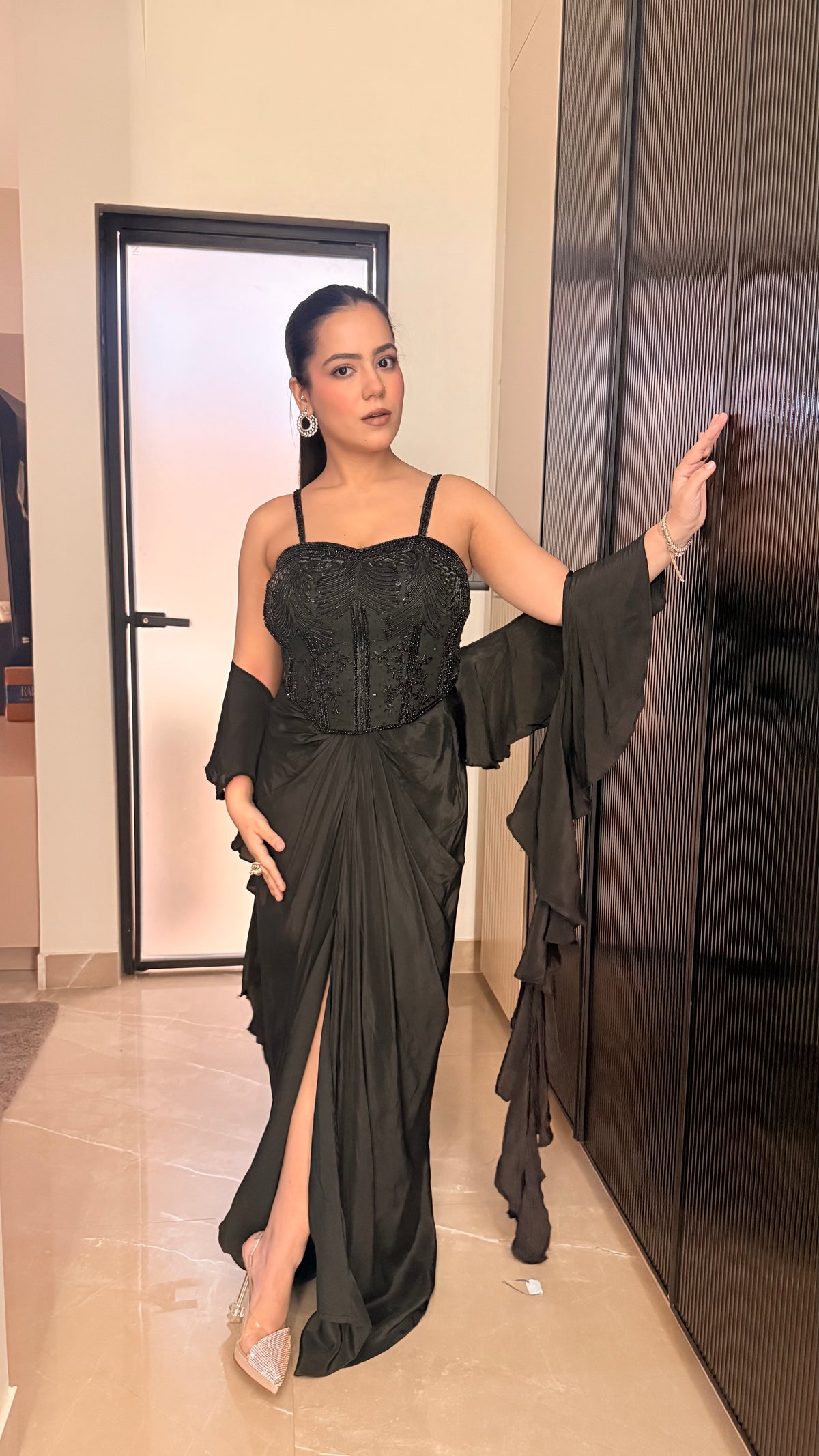 Handwork Corset Blouse with Crepe Skirt – Drape Collection