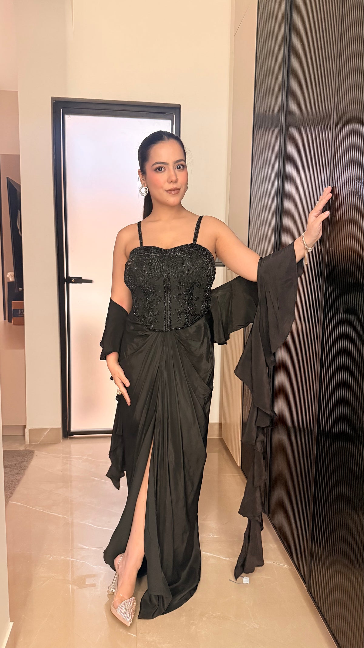 Handwork Corset Blouse with Crepe Skirt – Drape Collection