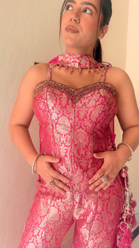 Handwork Brocade Indo-Western Neckline Outfit – Elegant Party Wear