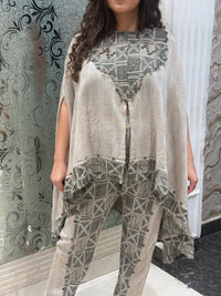 Jute Co-ord Set with Metal Work & Thread Embroidery