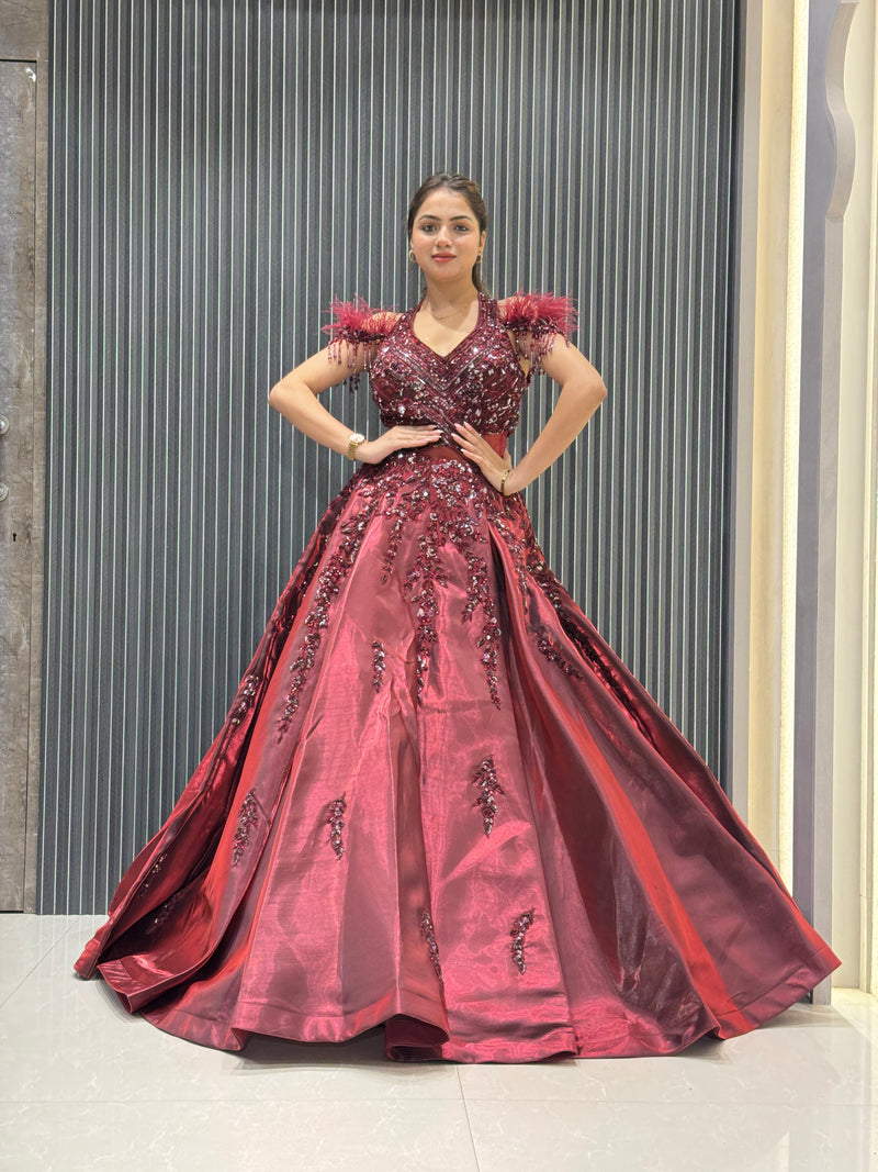 Exclusive Cocktail Gown with Handwork & Cut Dana